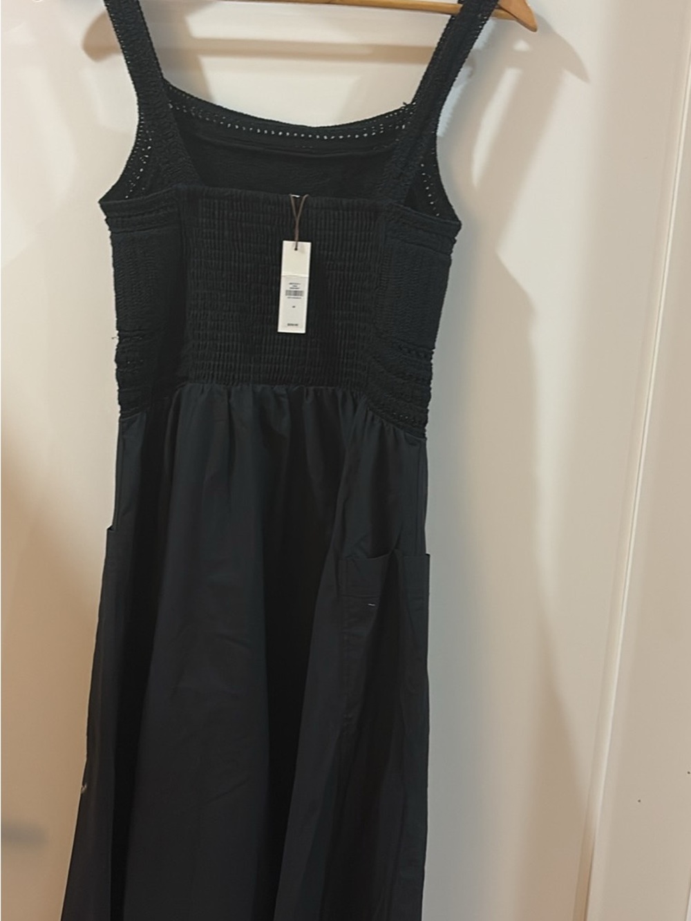 Banana Republic summer Size M Black Smocked Tank Midi Dress - MSRP $250 - Picture 2 of 7